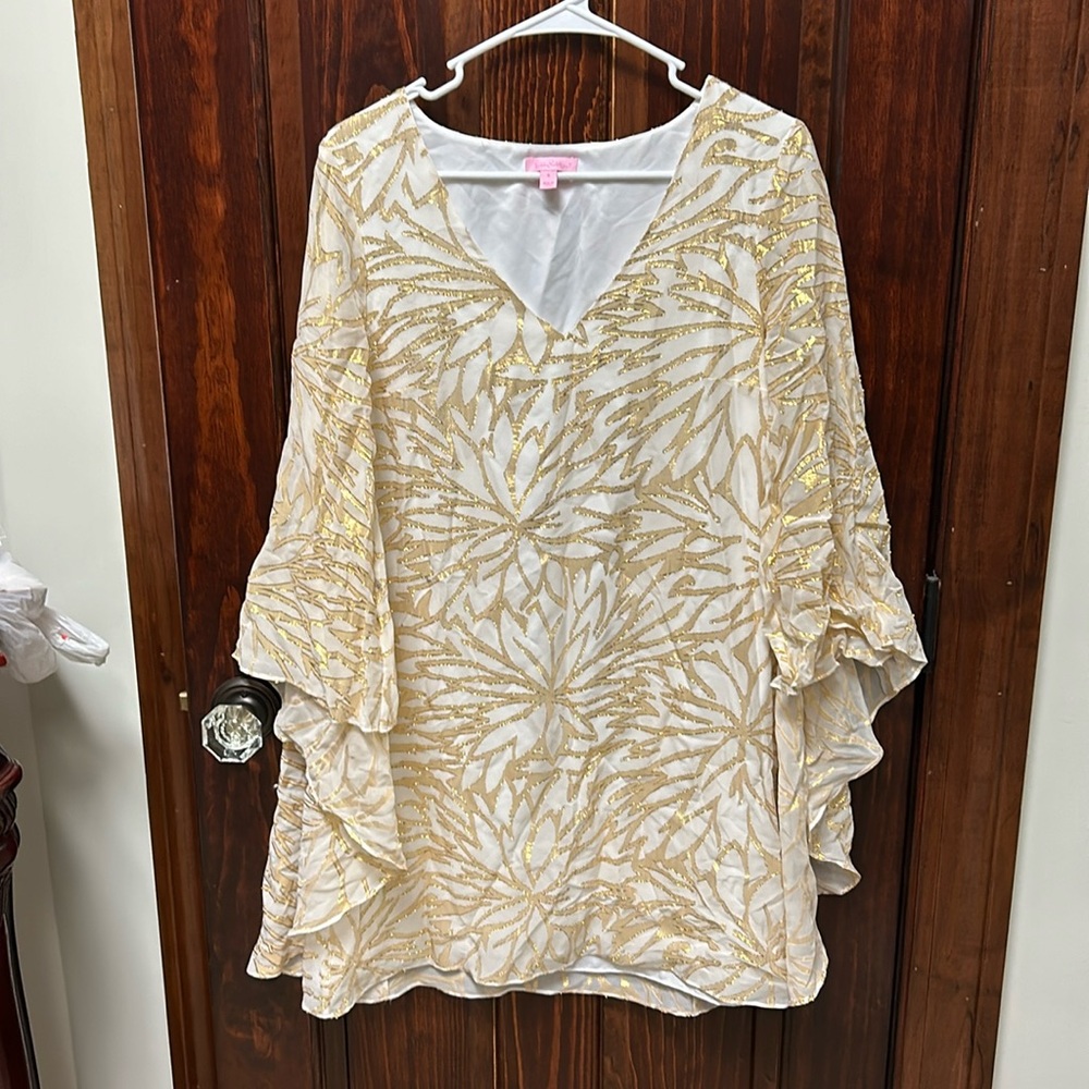 Lilly Pulitzer White Gold Dress Style 25064